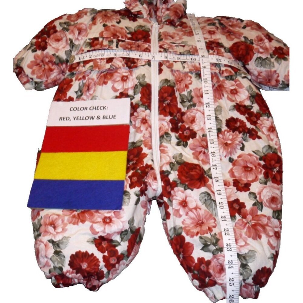 DANI floral infant snow suit with matching booties & mittens 6 MO NEW, England - Picture 2 of 7